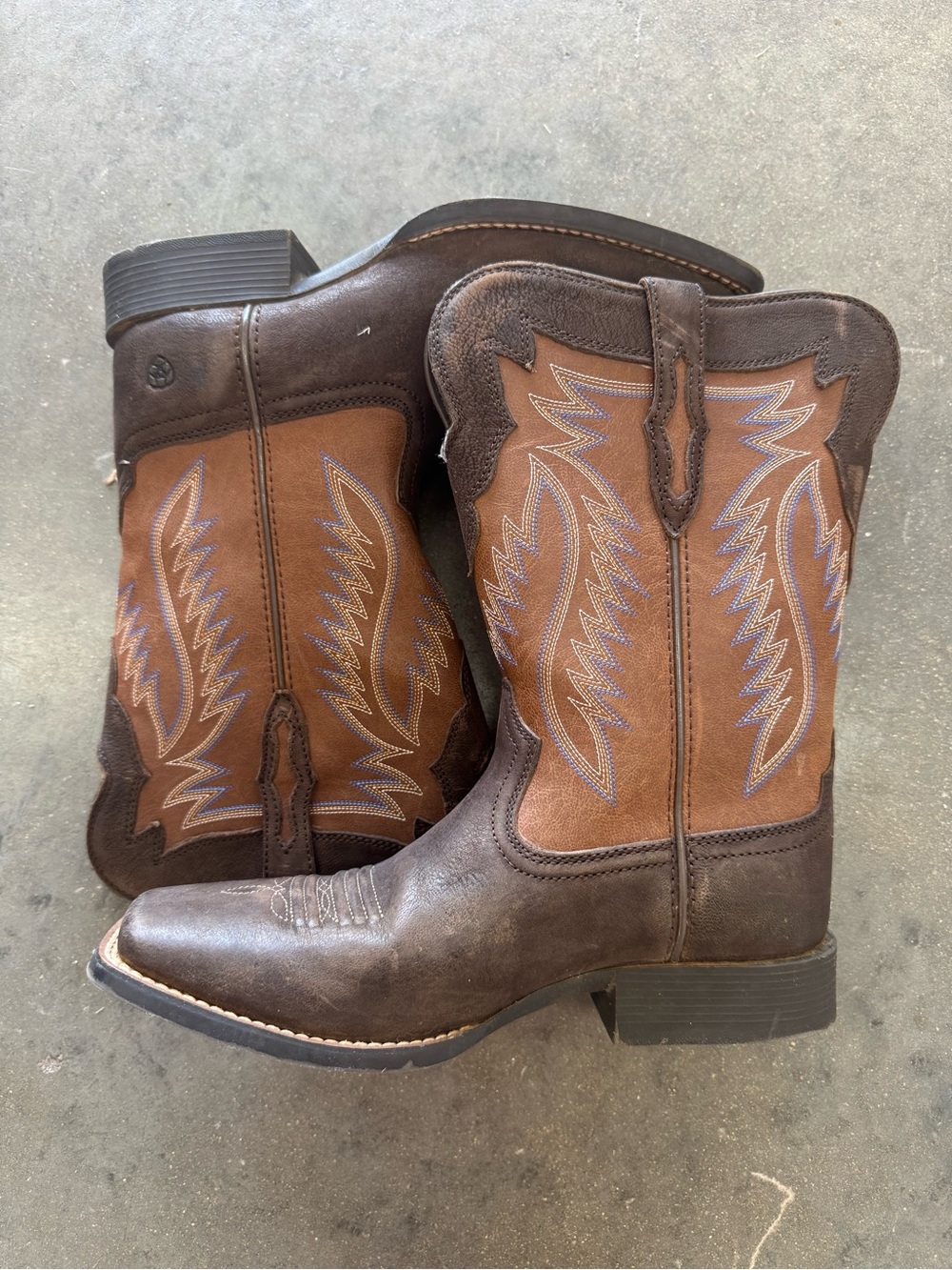 Ariat Two-Tone Brown Leather Western Cowboy Boots